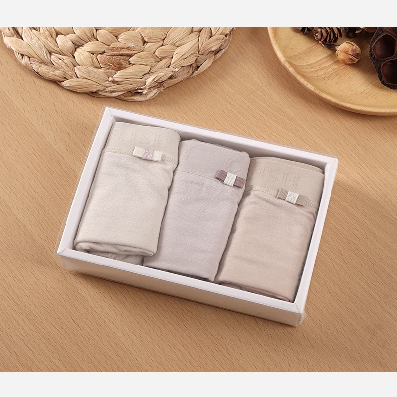 麻享【首发！纯汉麻奶皮子短裤】女士高腰三条装混色盒装FSY51453