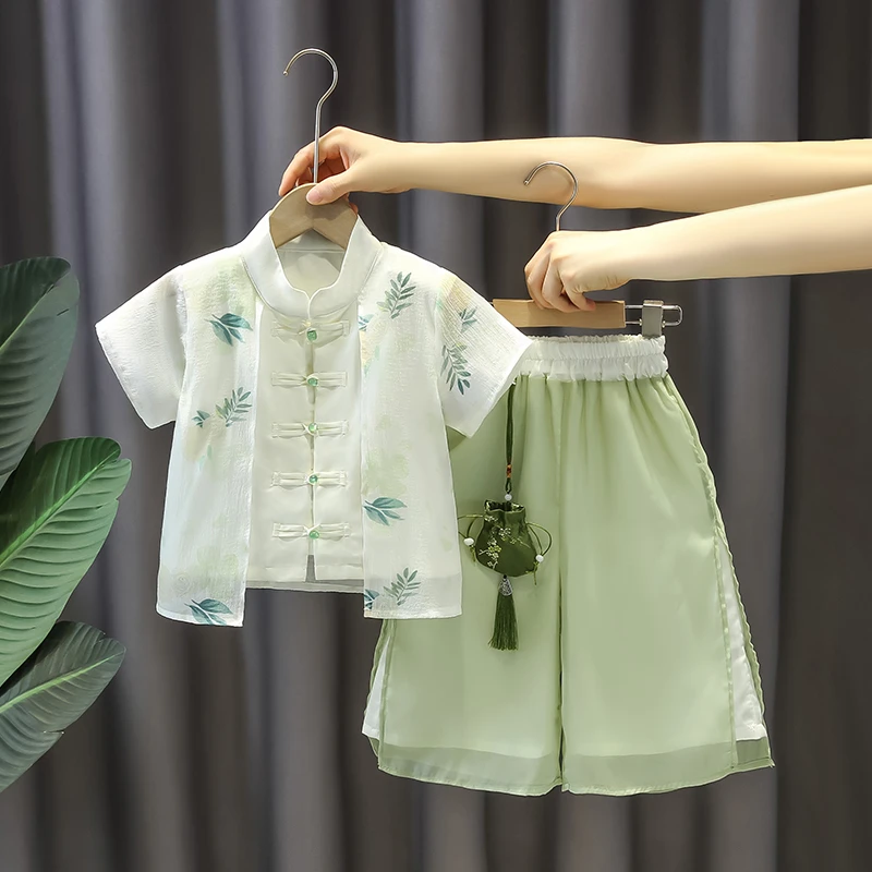 汉服男童夏季古风国学服套装儿童新中式唐装女童夏款中国风两件套