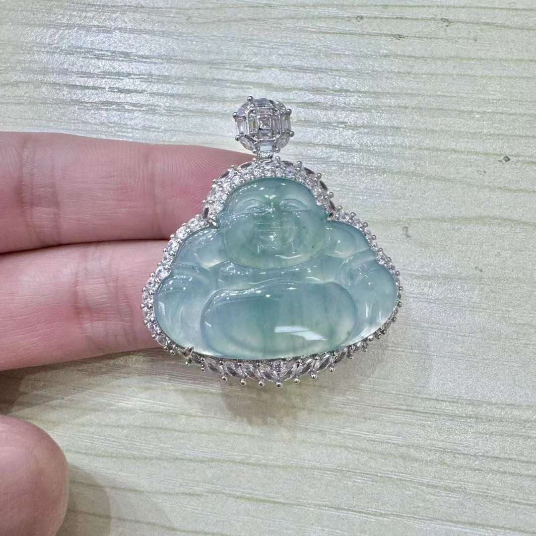【SG】翡翠海蓝之谜佛公吊坠 赠链