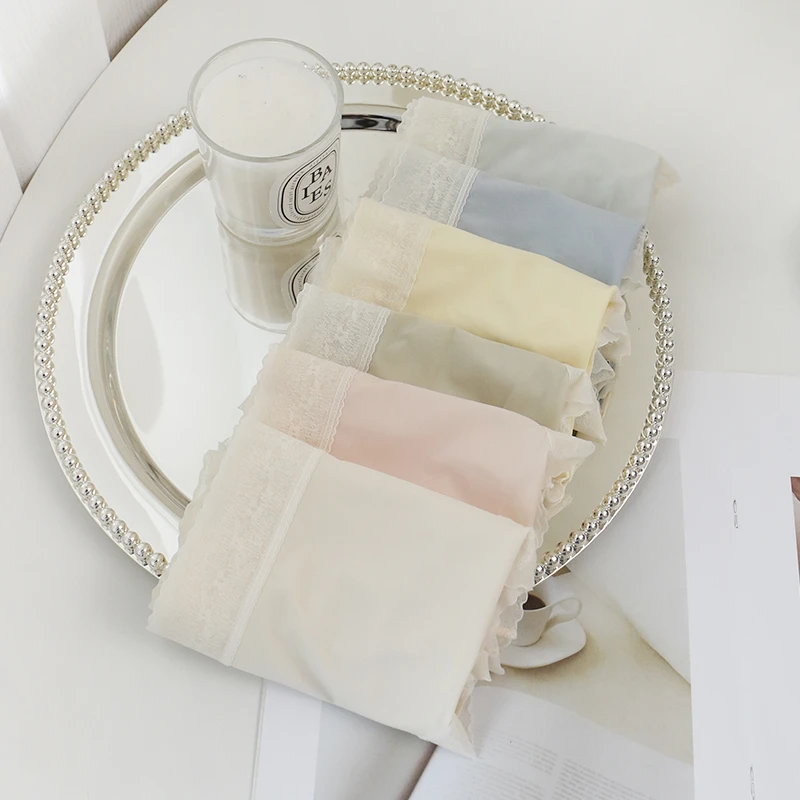 BELE ZHANG 【聚乳酸】夏季透气薄款舒适中腰简约无痕蕾丝边内裤女