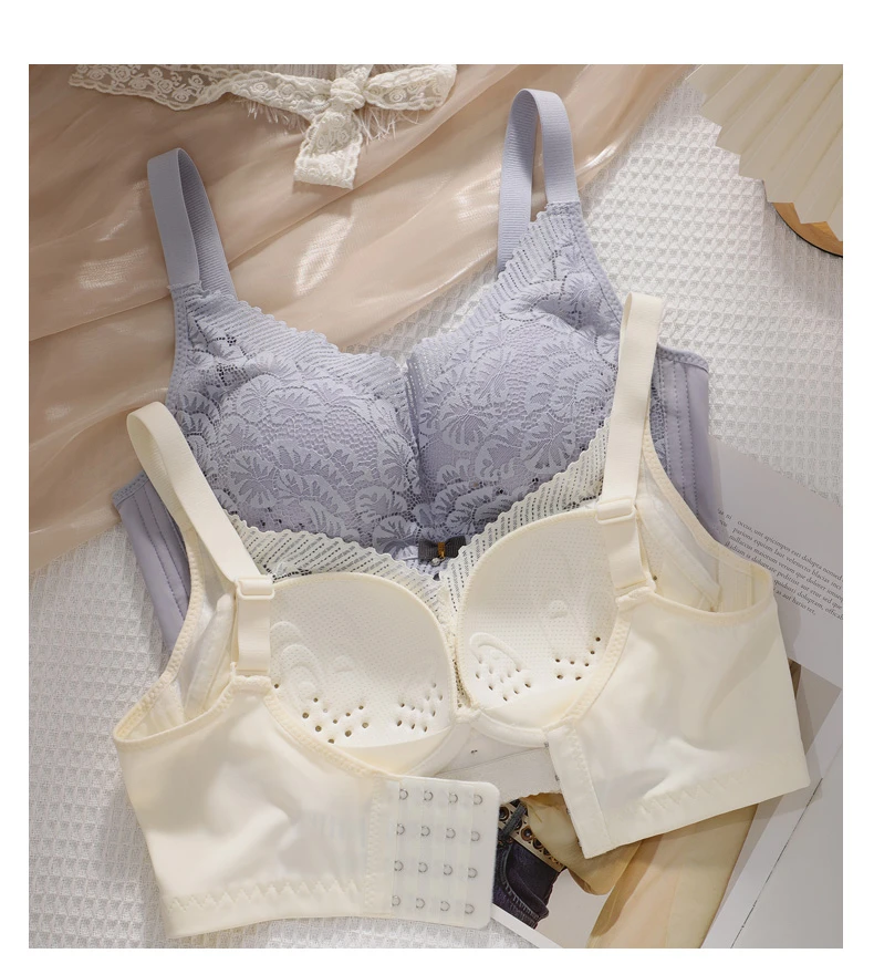 【0205】薄款透气内衣女收副乳防下垂无钢圈显小调整型洞洞杯文胸