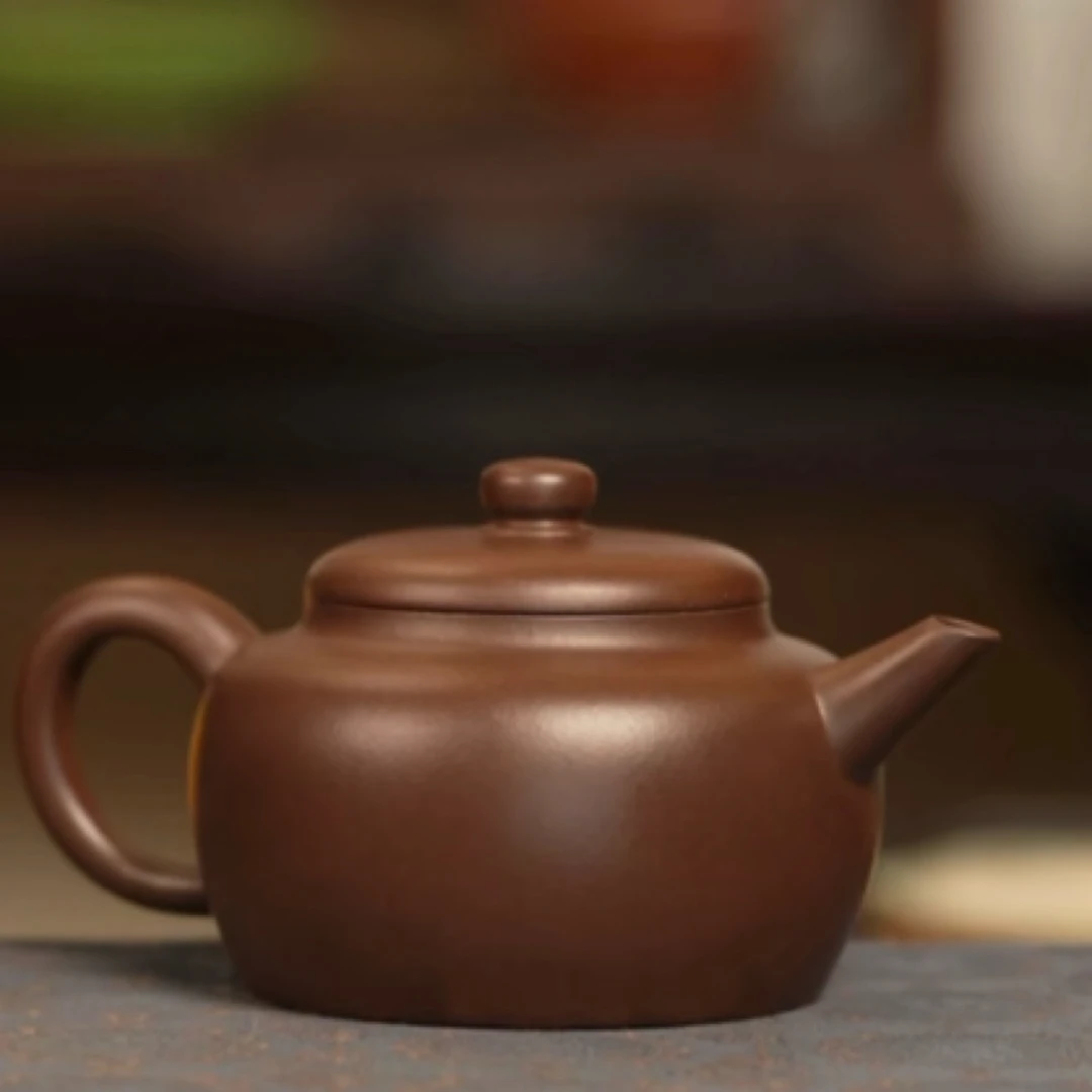 吕新华德钟老紫泥红泥紫砂壶茶壶宜兴圆壶紫砂茶壶泡茶水壶茶具