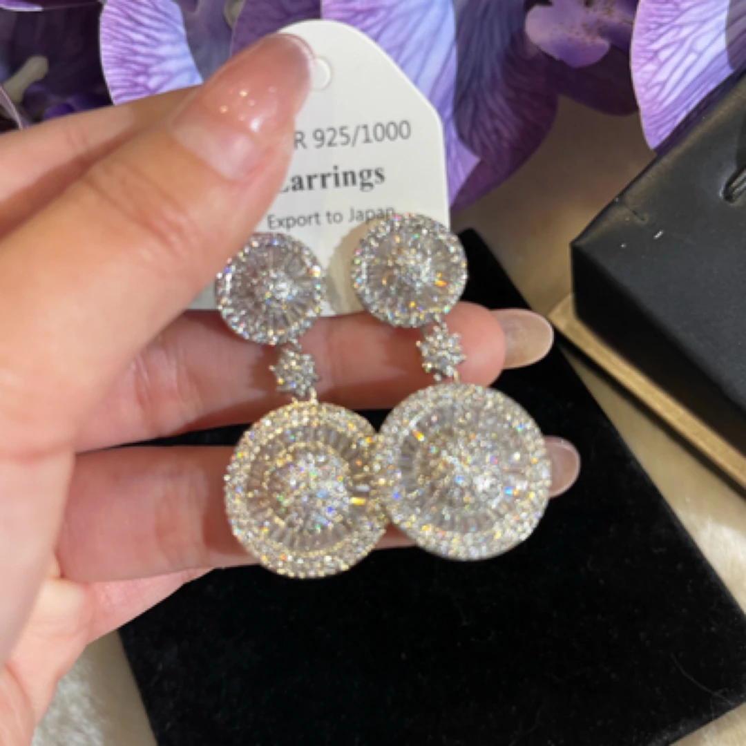 铜合金合成锆石耳饰 外贸高品耳饰E0111