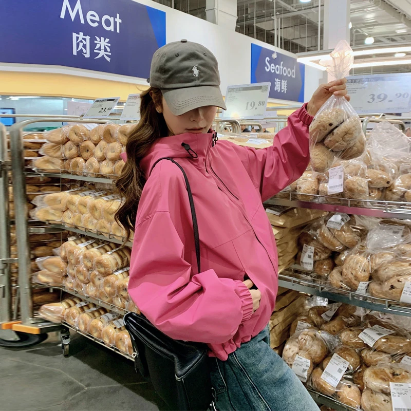 工装风甜酷冲锋衣外套女2025春秋新款可盐可甜设计感休闲风短夹克