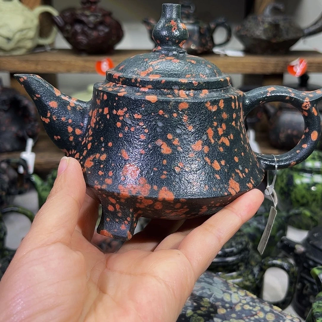 石材梅花玉安山玉三足壶240CC