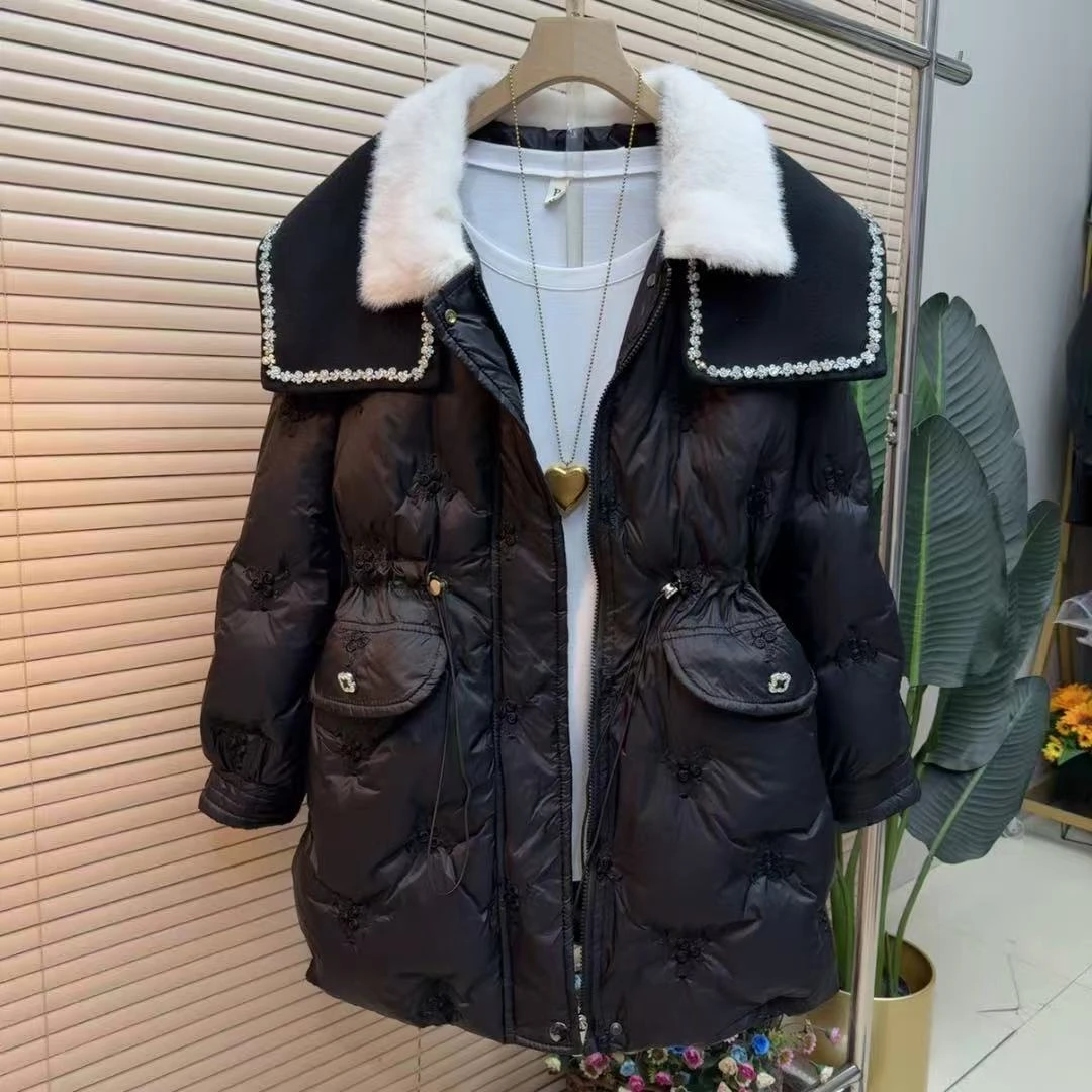 胖mm欧货时尚冬季保暖收腰韩版1111百搭气质重工轻奢法式棉服