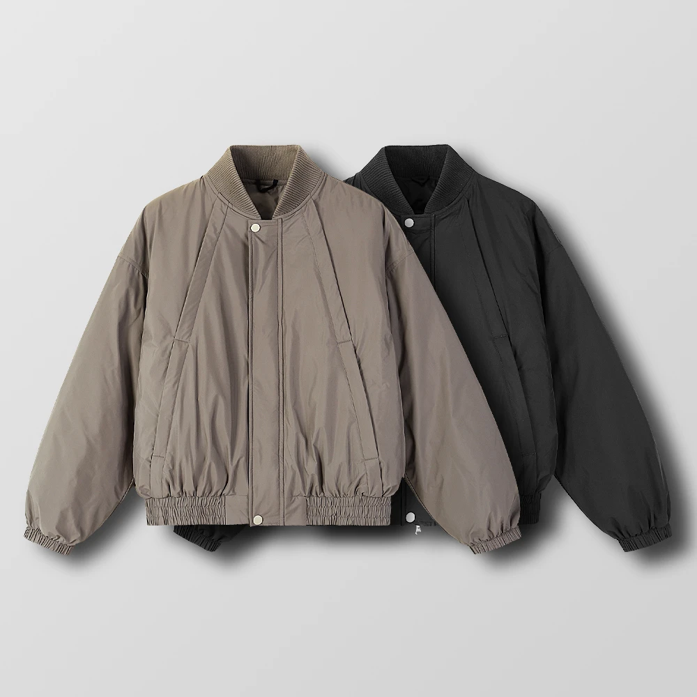 2025时尚百搭男士冬季蓬松保暖棒球领白鸭绒厚实羽绒服