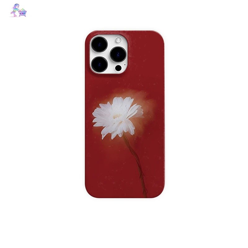 绯色花朵手机壳适用于苹果17promax创意华为小米oppo一加iqoo红米