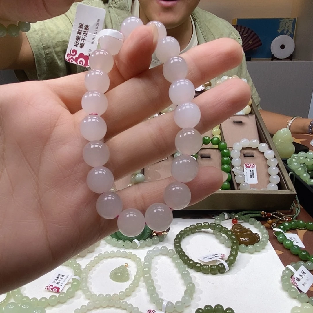 未镶嵌手串和田玉10mm藕粉