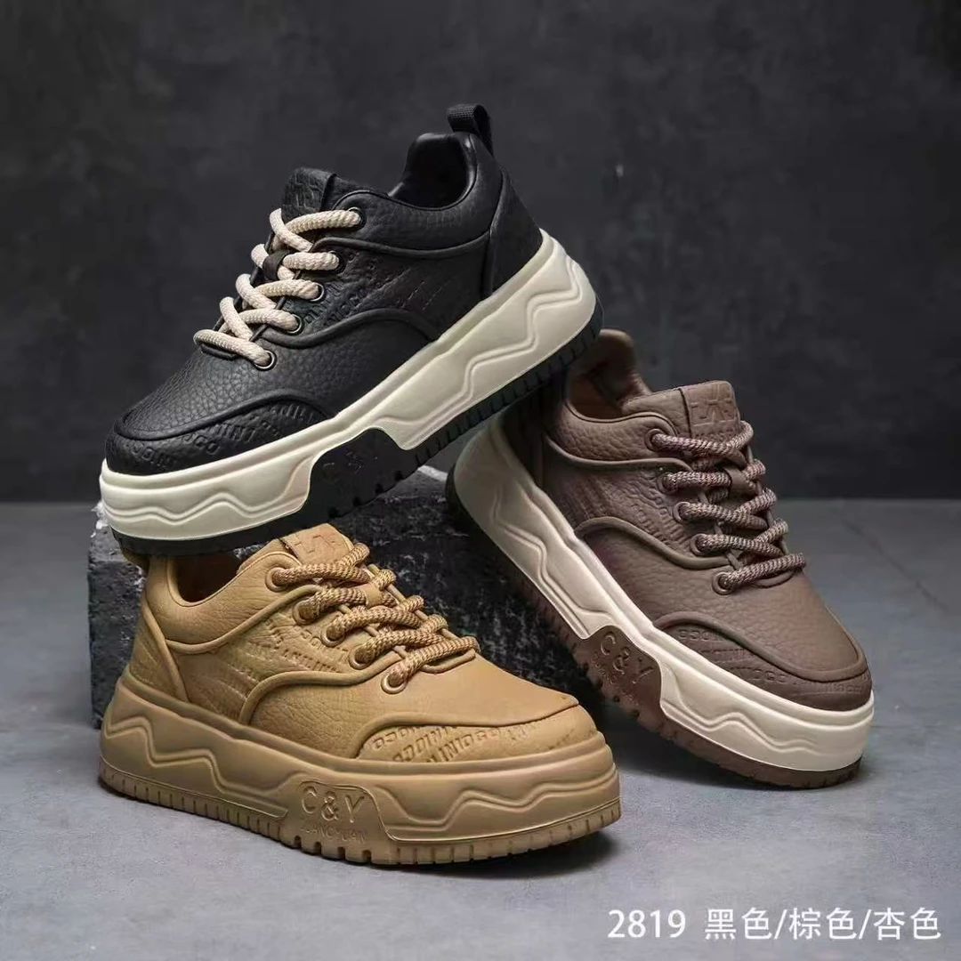 透气系带植鞣皮胶粘加绒复古时尚休闲鞋百搭潮流3色低帮时尚2819