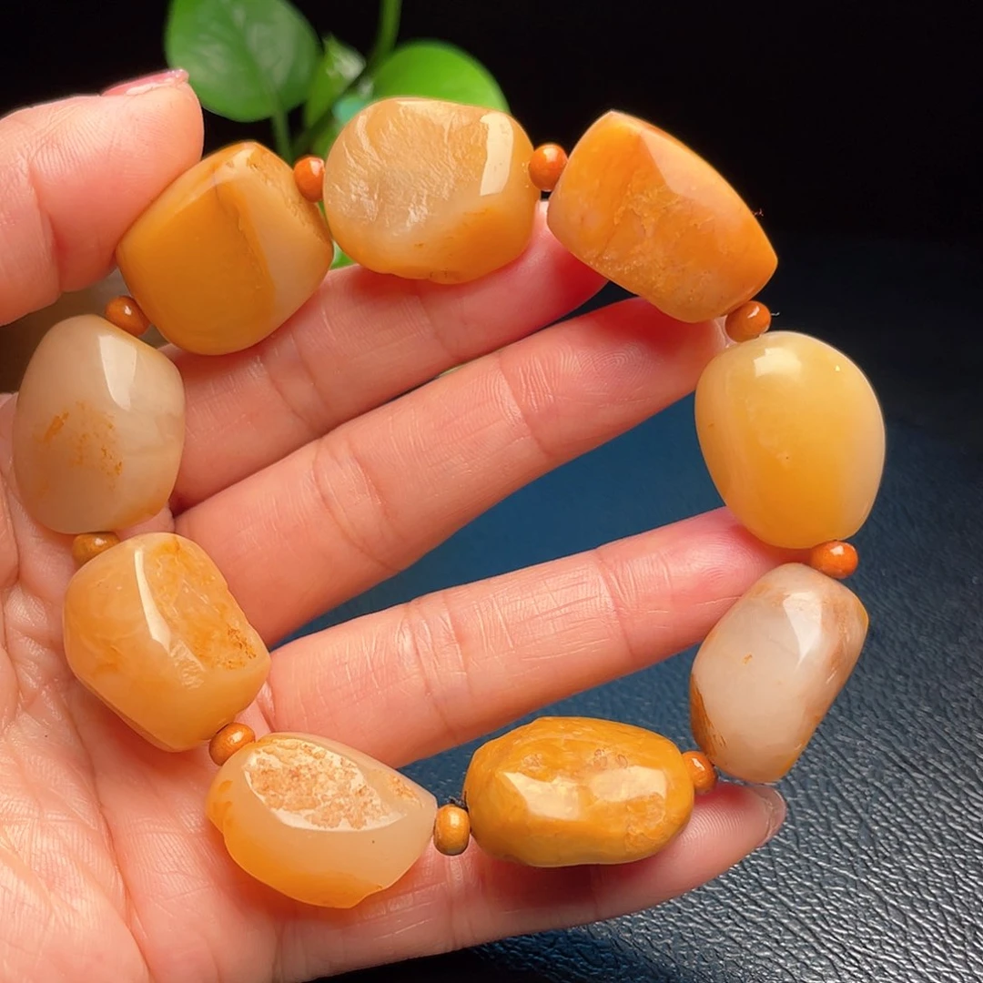 田黄石用****5田黄石石把件手串