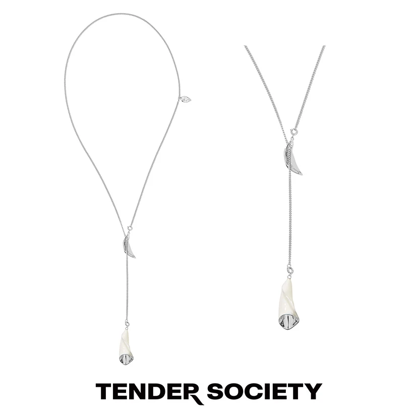 tender society 铜合金项链 Muse系列银白珐琅马蹄莲一款多戴项链