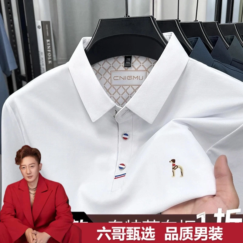 【清仓亏本】夏季男装修身半袖商务万针刺绣Polo衫男时尚