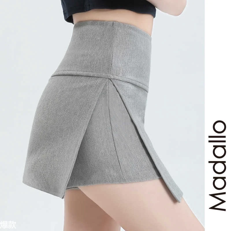 运动短裙瑜伽裙裤灰色短裙半身裙女夏季包臀裙侧开叉防走光字裙