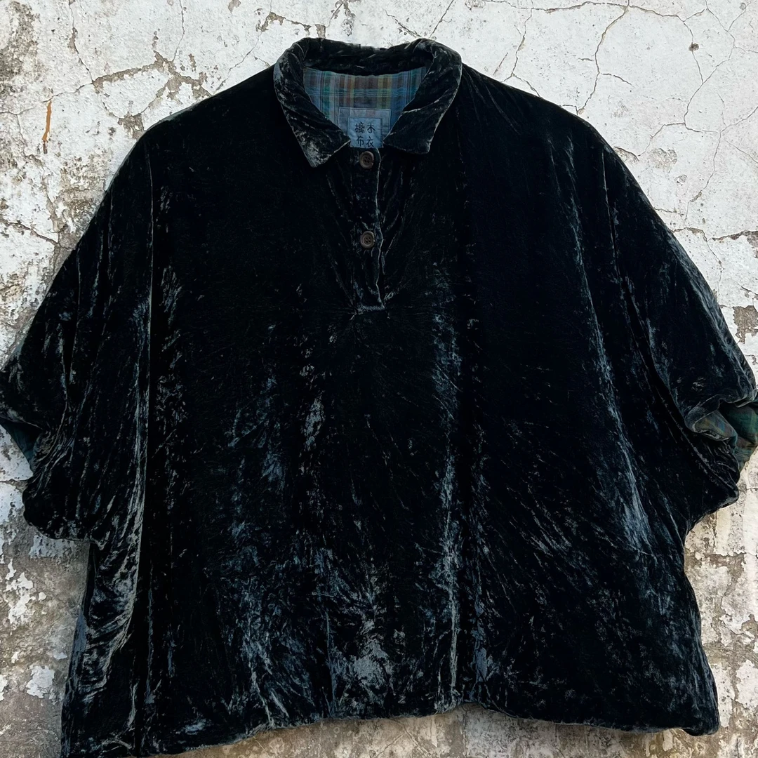 妝點家分享 樆木布衣 0423   烟灰色  竖领棉袄