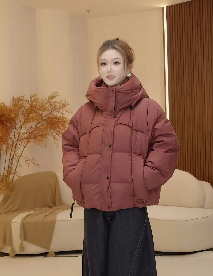 H43季新款羽绒服女款潮流时尚短款休闲百搭连帽宽松加厚保暖