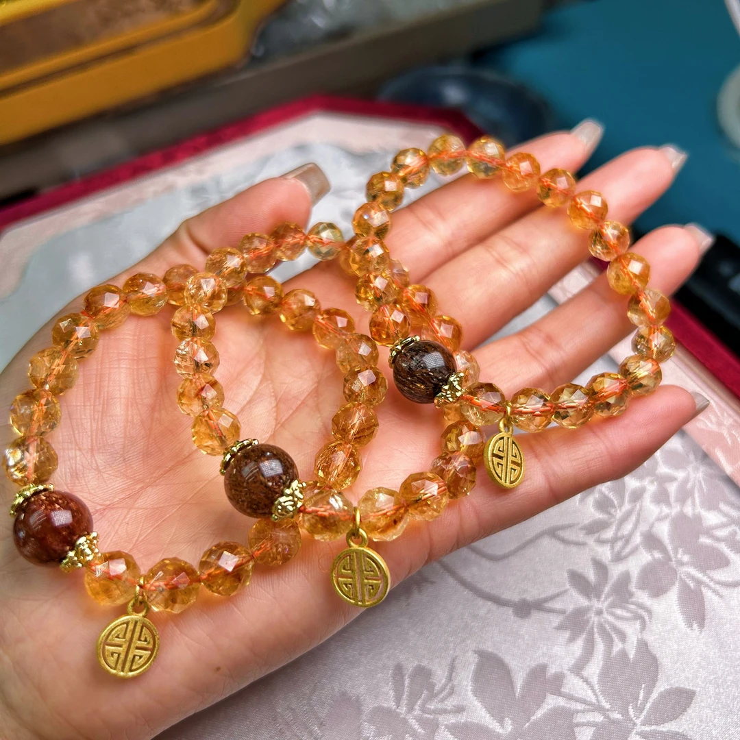 天然巴西黄水晶DIY单圈手链【多样性发一件】