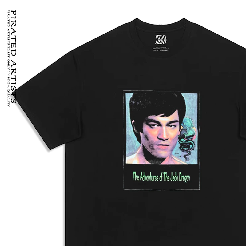 盗版艺术家 复古vintage李小龙高街vibe风230g圆领短袖T恤半袖男