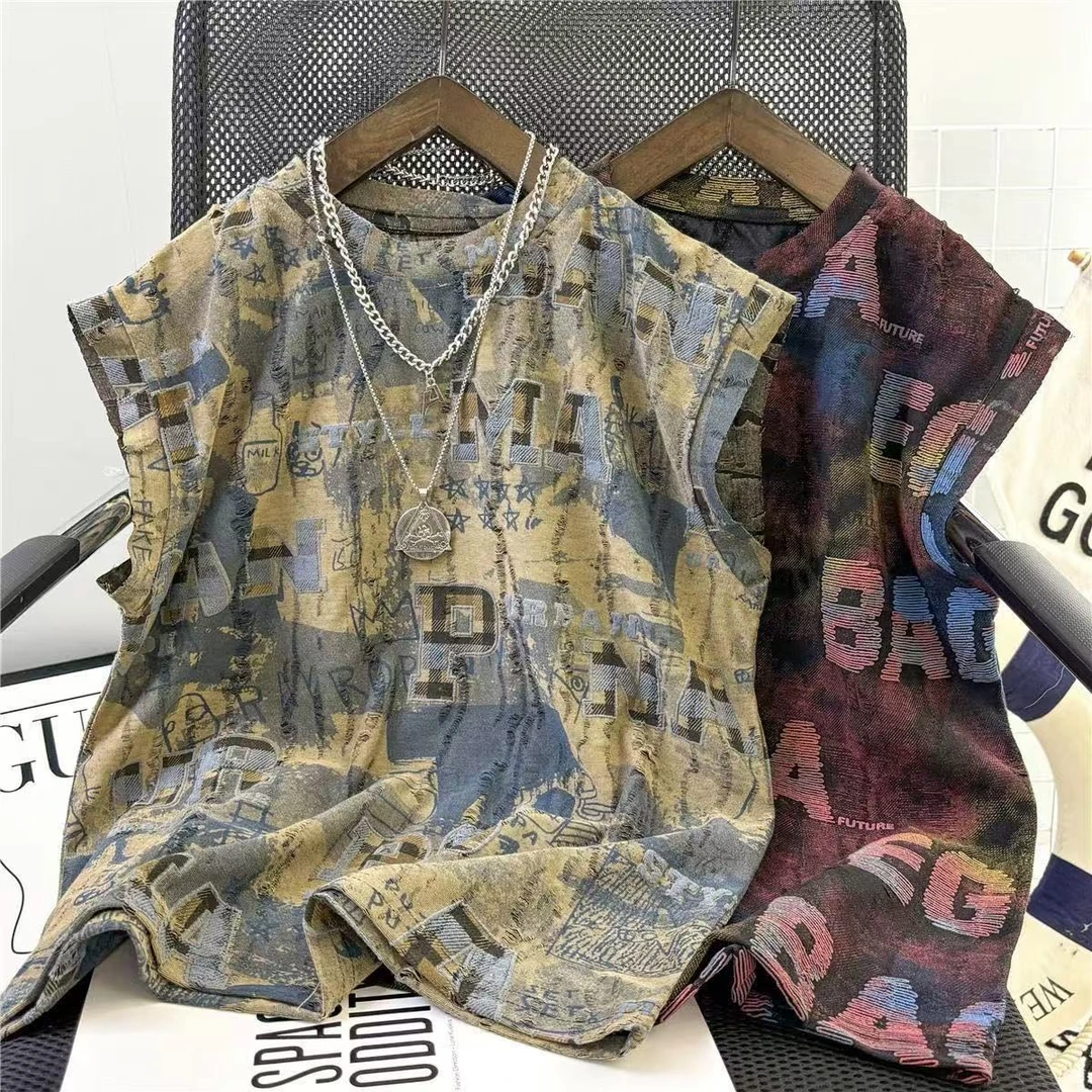 儿童夏装潮牌破洞无袖t恤男宝宝夏季背心休闲上衣中大童洋气