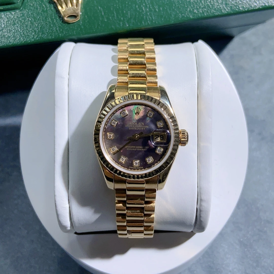 99新 Rolex/劳力士 日志系列/通体18K黄金/原钻/女表/179178/26mm