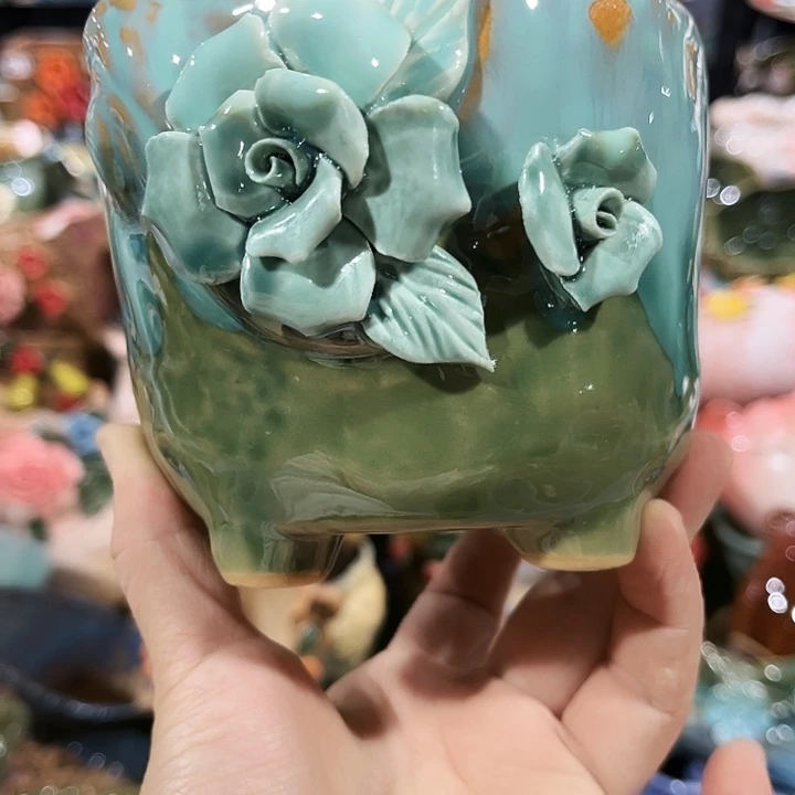 瓷片花盆多肉福利艺术品