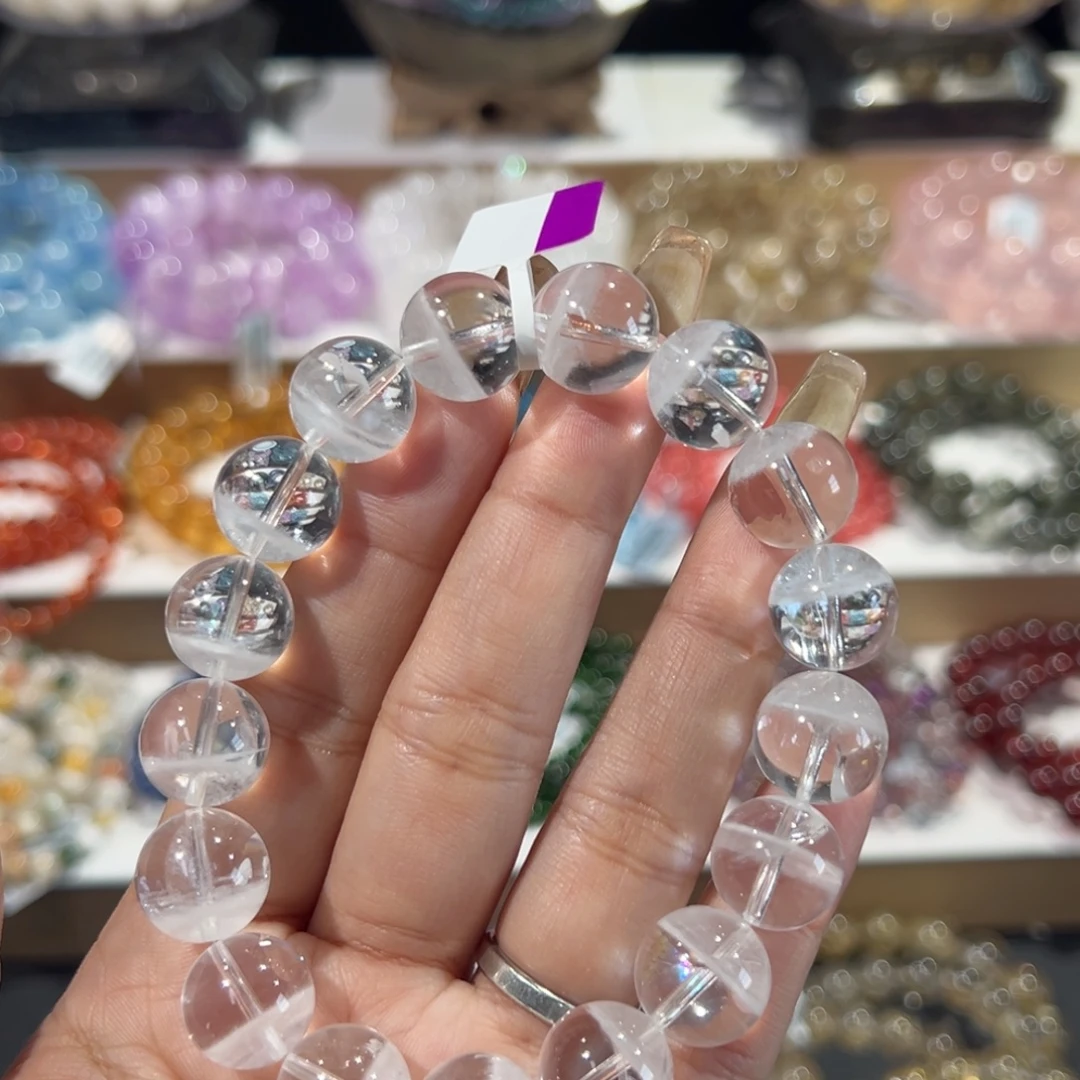 水晶未镶嵌手串福利彩虹白幽灵13mm