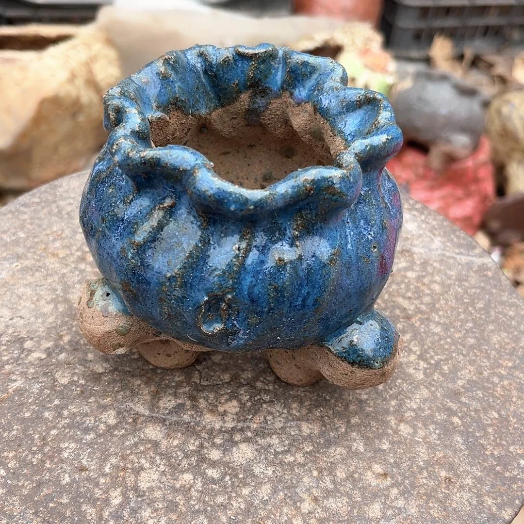 泥塑古镇炻陶花盆