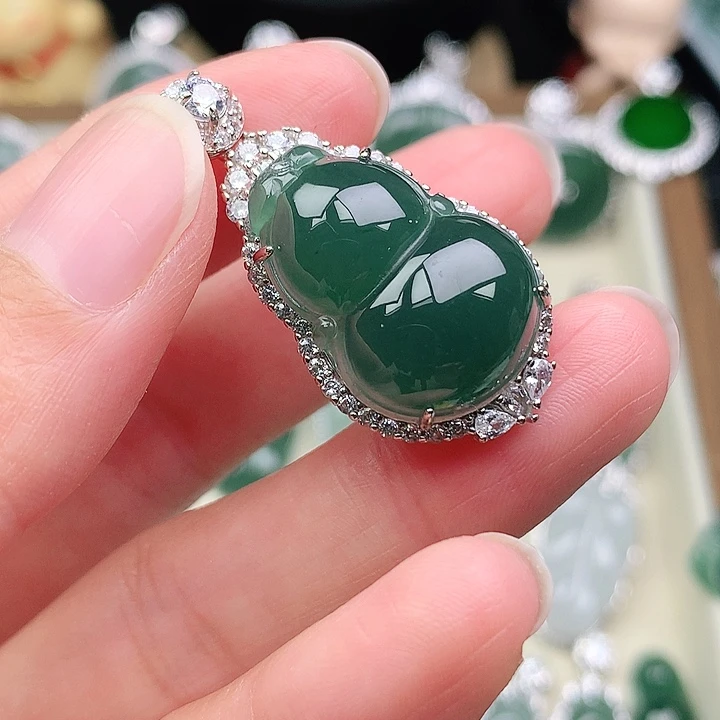 颈饰银S925镶嵌翡翠接**.吊坠