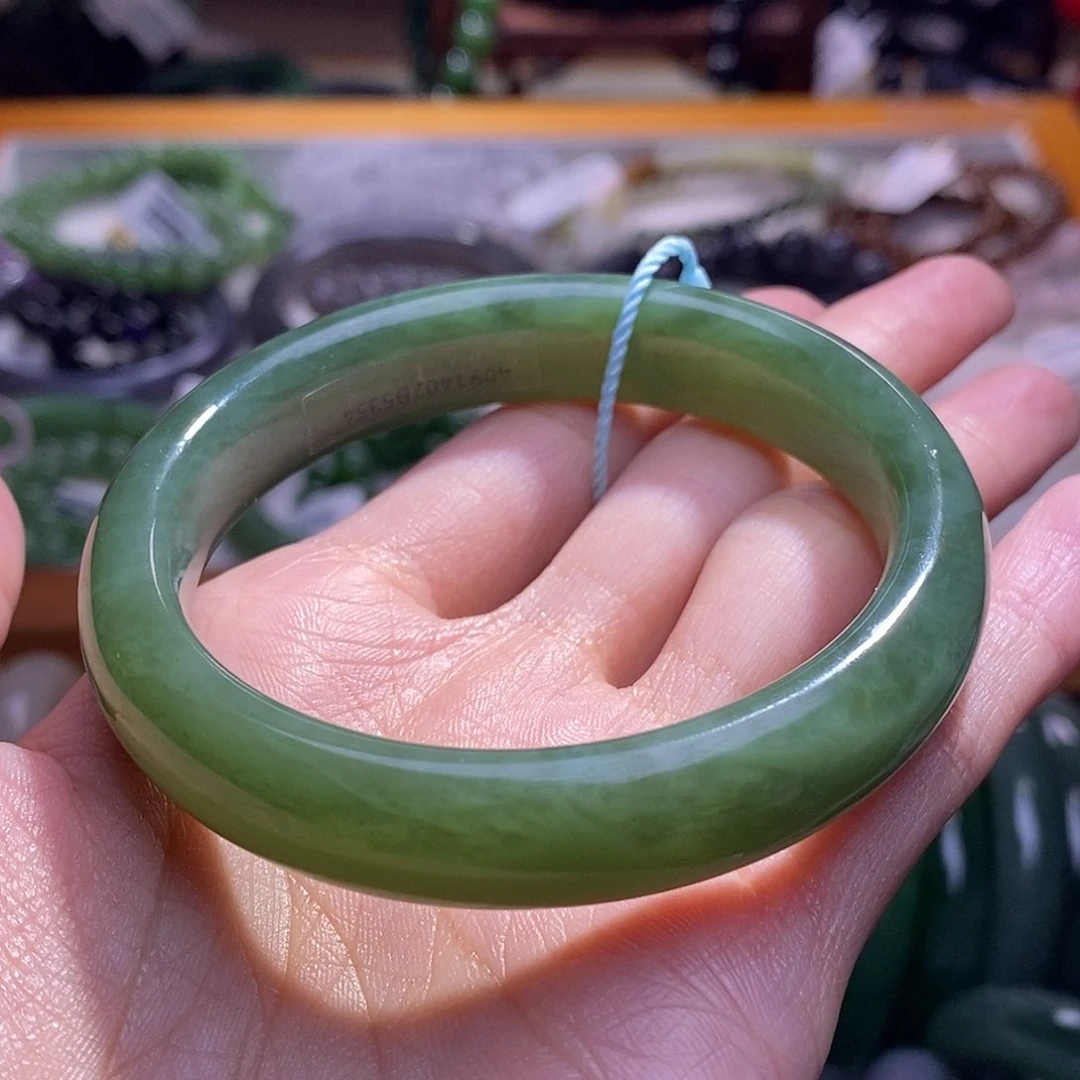 颈饰未镶嵌和田玉碧玉猫眼手镯54圈口