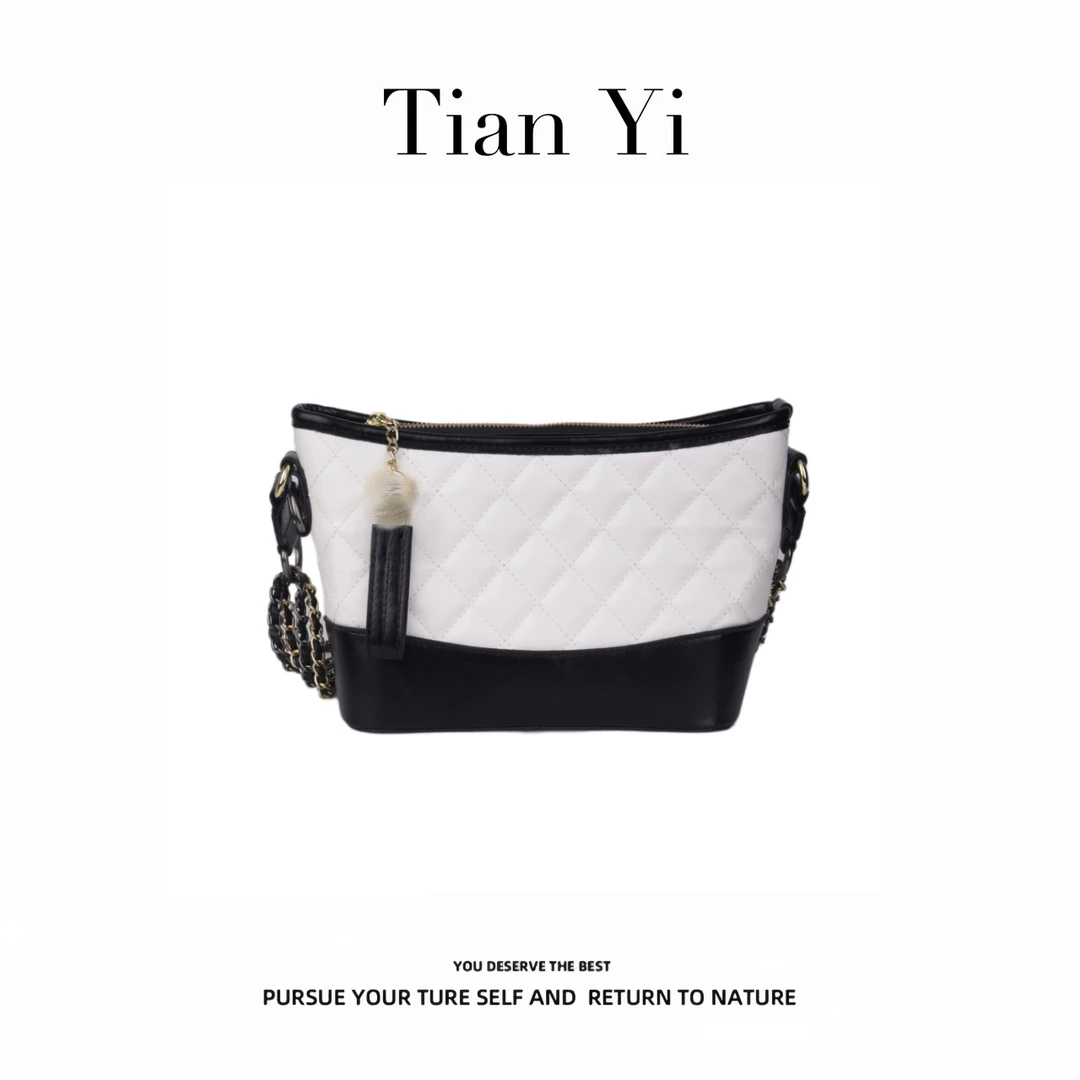 【Tian Yi渠道货】-2025新款轻奢单肩手提斜跨包 9190 黑白拼色