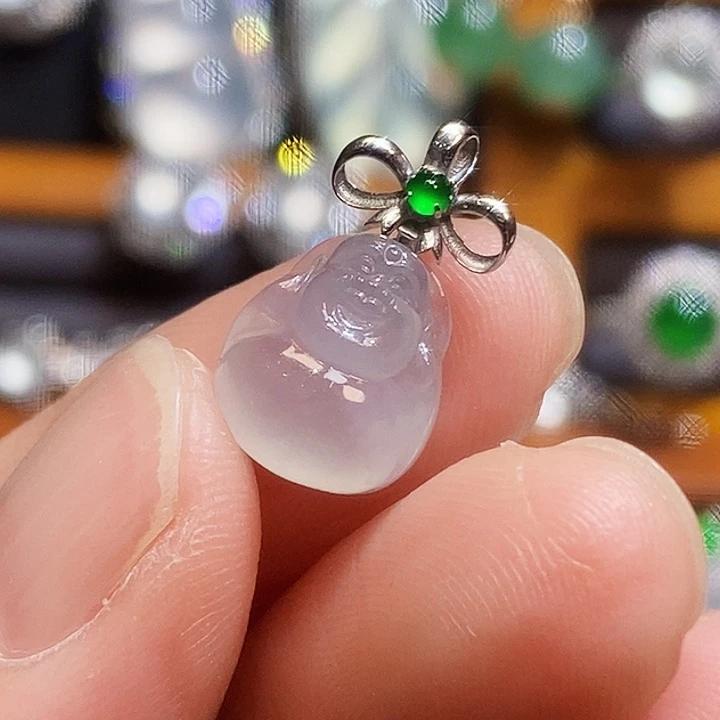 吊坠(不含链)18K金镶嵌翡翠