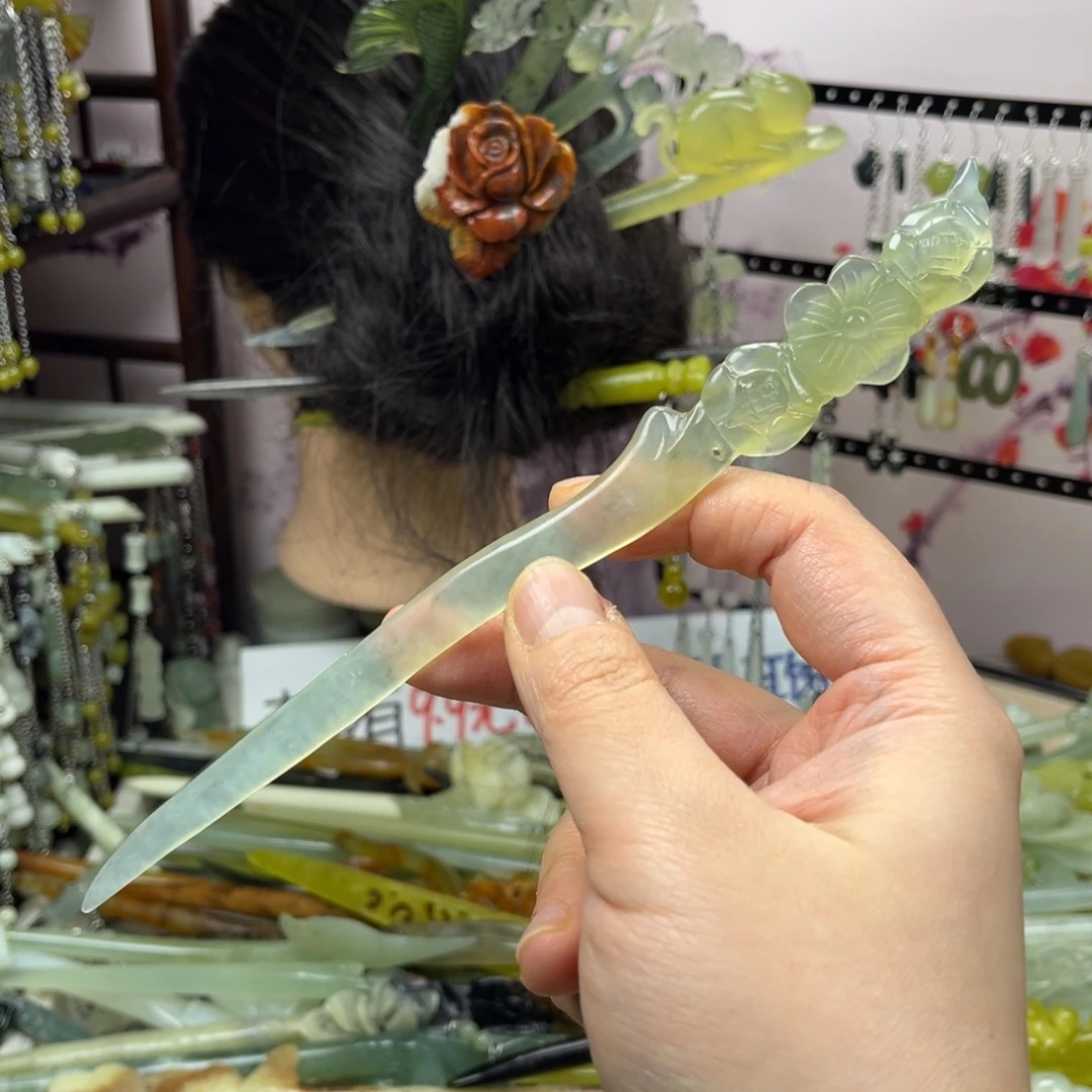 岫玉未镶嵌发饰长度20厘米左右