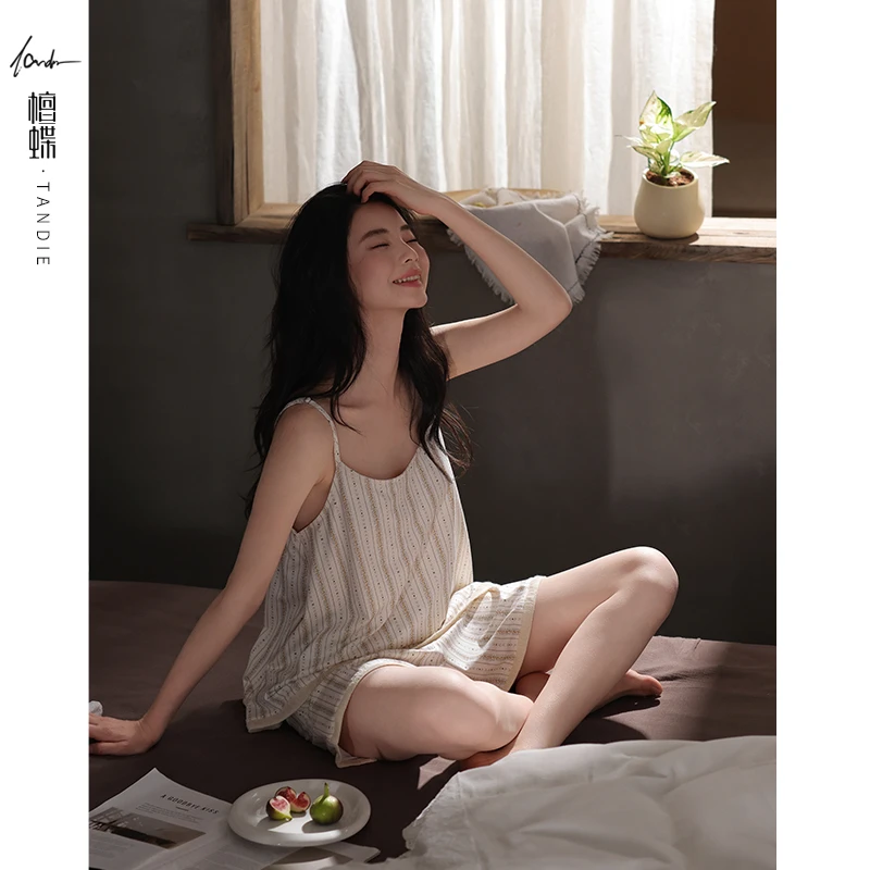 【带胸垫】檀蝶吊带莫代尔女夏季薄款睡衣可外穿2025新款家居服套装