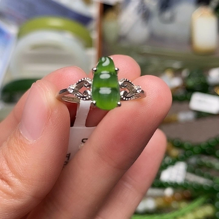 和田玉银S925镶嵌戒指