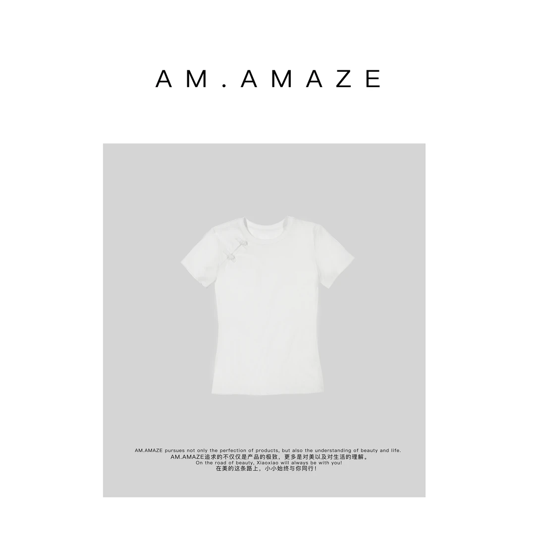 AM.AMAZE 穿搭新中式国风盘扣T恤短袖 24Y3367