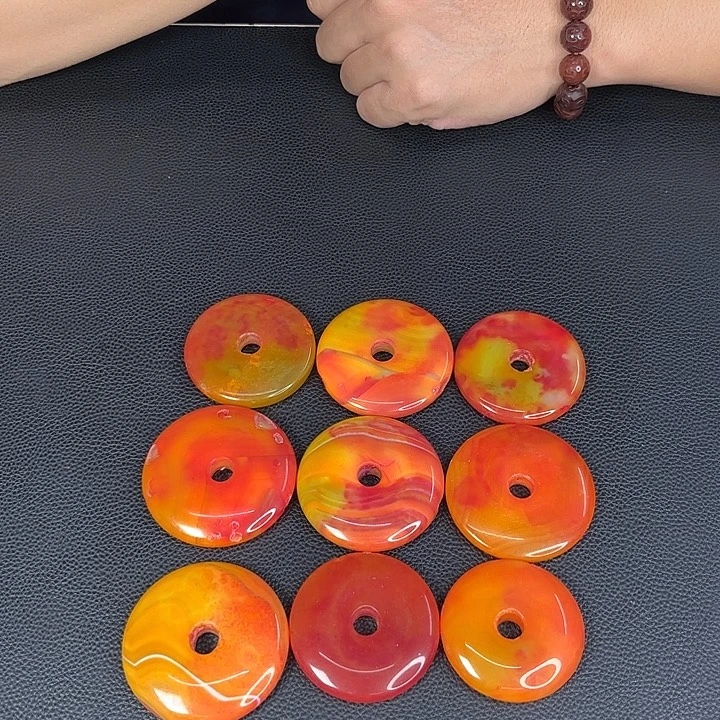 玛瑙未镶嵌颈饰T13藏红花平安扣带坑拍一发三发其一