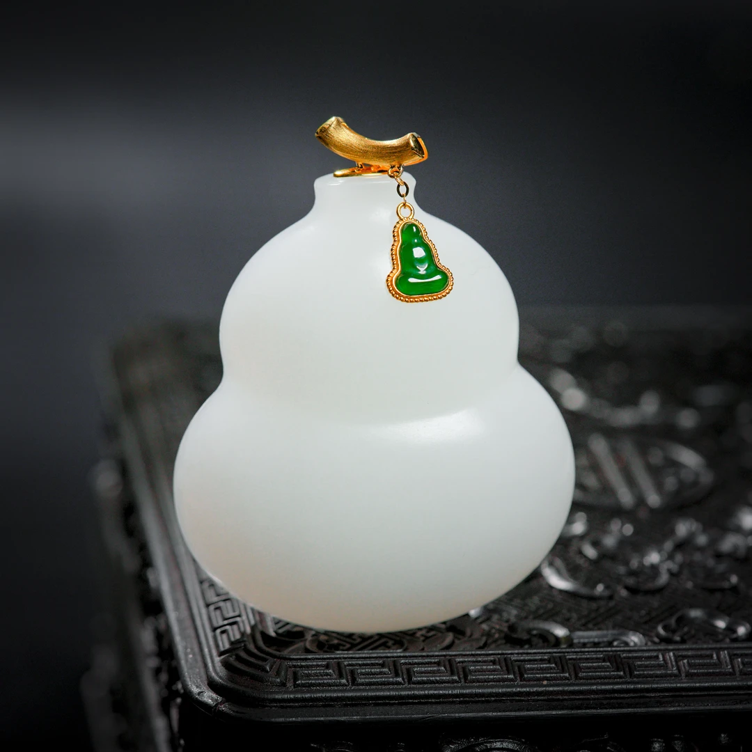 【诗蓉】福禄双全·和田玉顶俄料18K金个性葫芦国风AD2463约51*45*13