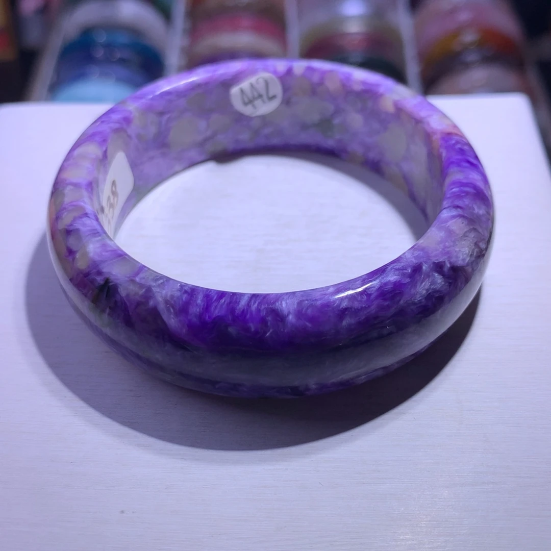 水晶手镯银S925镶嵌紫龙晶58.1圈442