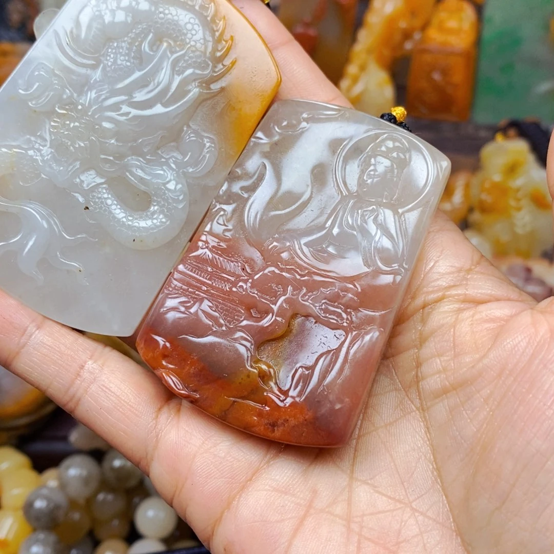 石英质玉（黄龙玉）未镶嵌吊坠(不含链)