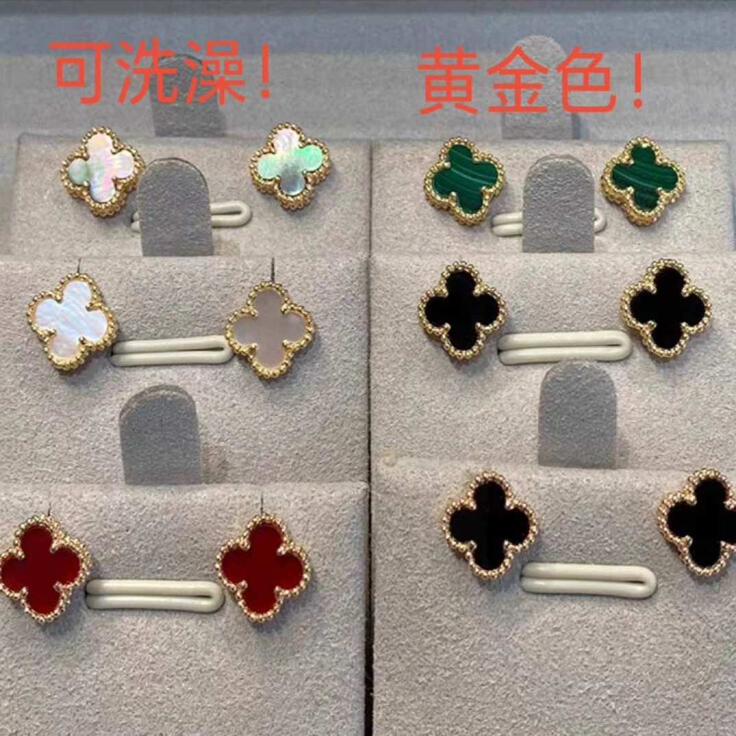 钛钢耳饰 可洗澡佩戴！15毫米大花四叶草耳钉大气时尚送闺蜜耳饰