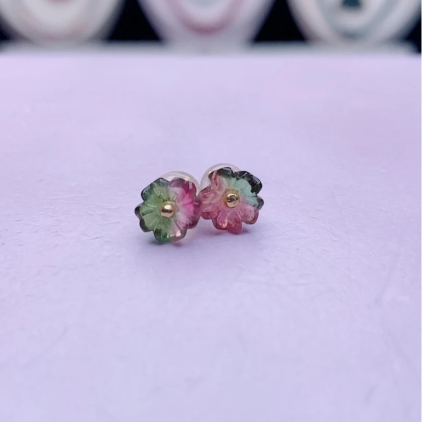 【闪购商品】碧玺耳饰18K金镶嵌碧玺耳饰