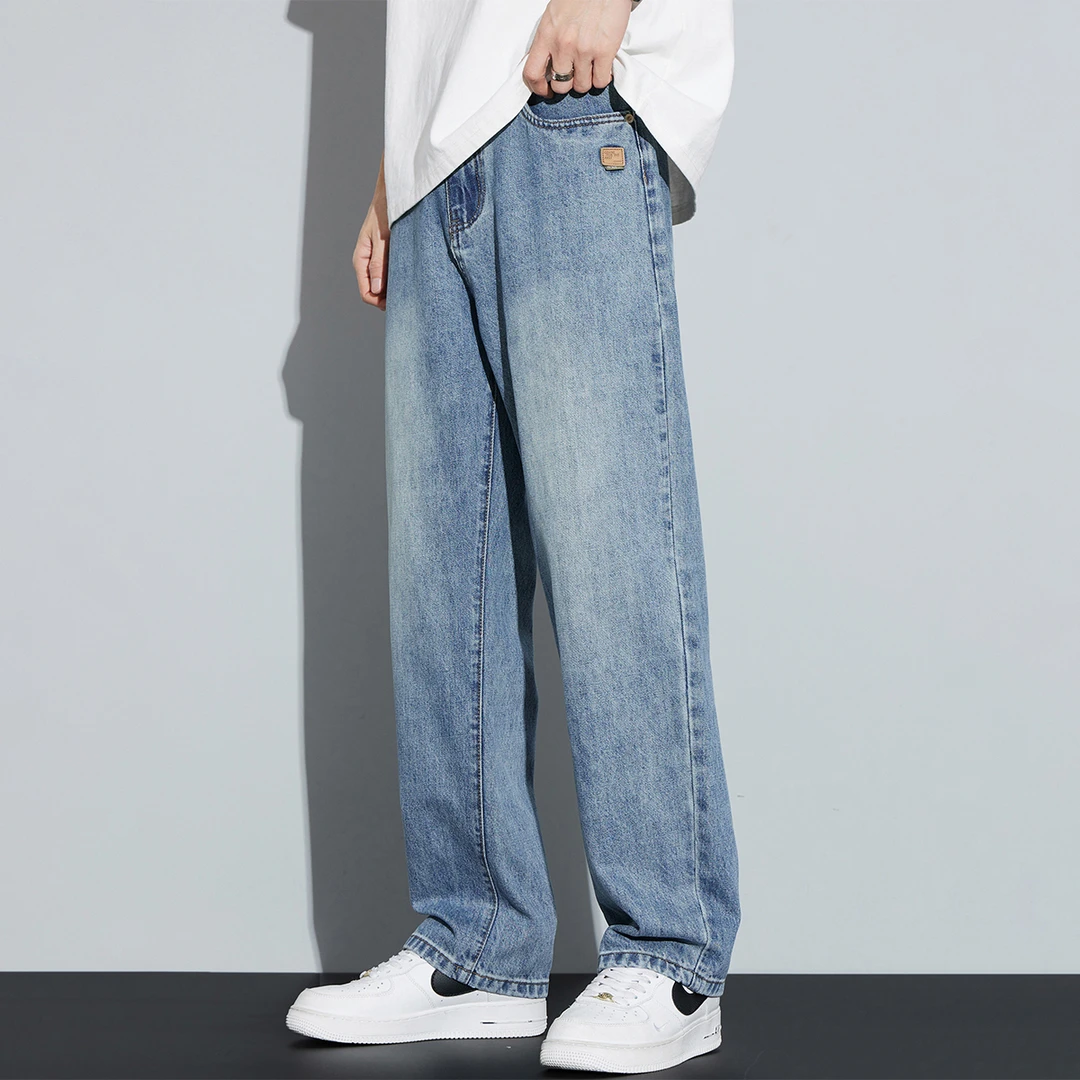Kuvine美式宽松直筒舒适百搭水洗牛仔裤男款2025秋季潮流阔腿裤子