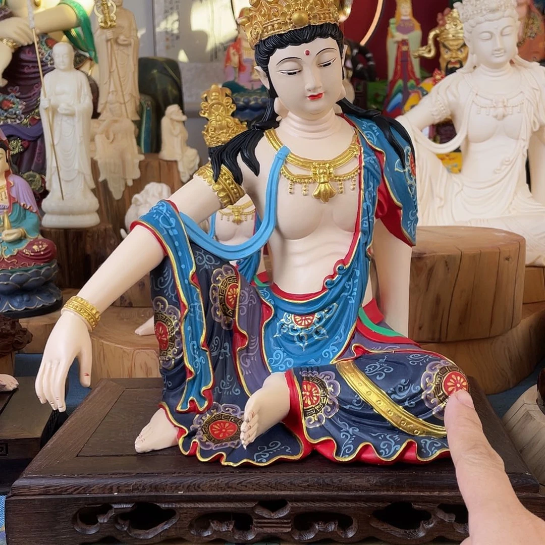 青***车石材自在观音摆件30高端