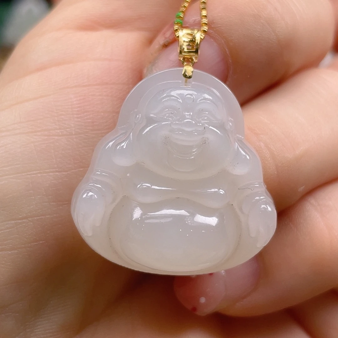 和田玉18K金镶嵌颈饰