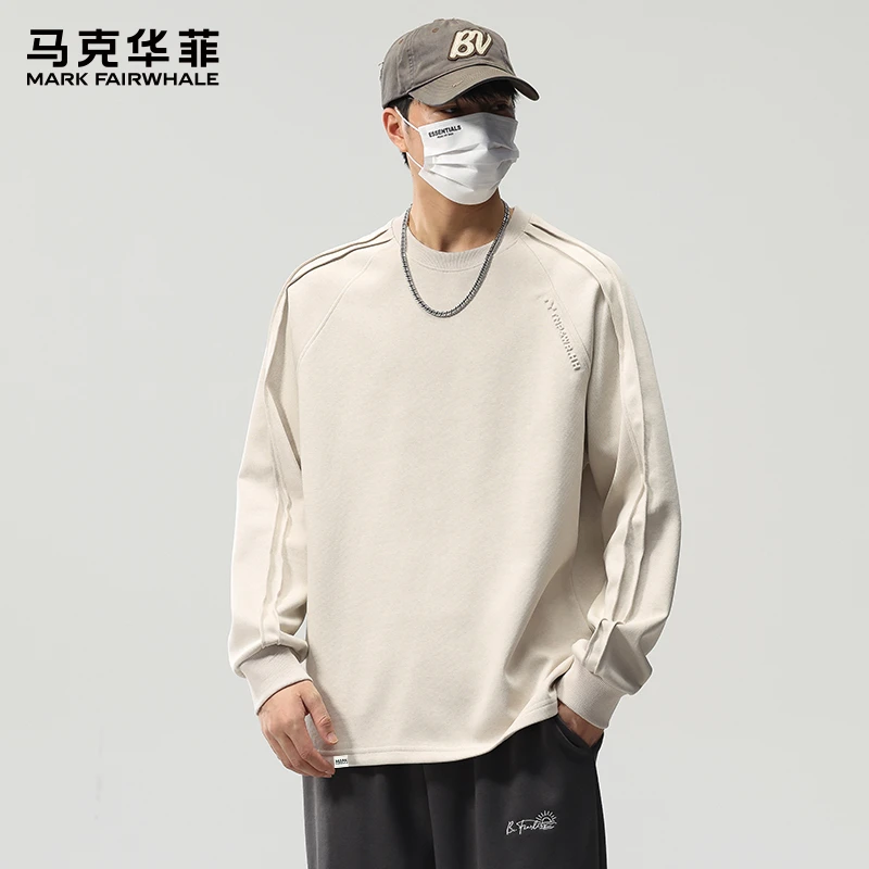 马克华菲新款字母钢印男士卫衣春秋休闲简约打底衫圆领秋季长袖