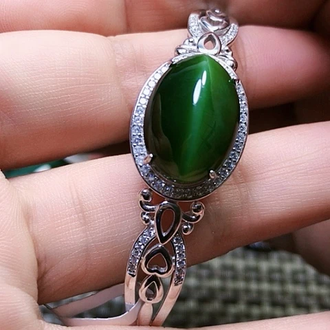 和田玉戒指银S925镶嵌