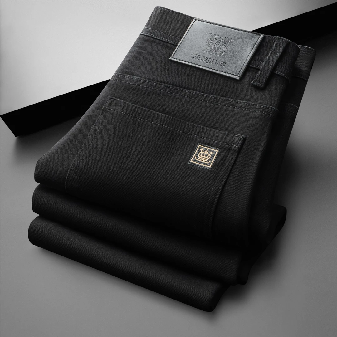 2025秋冬新款潮流时尚弹力修身小直筒长裤男牛仔九分裤子潮流装