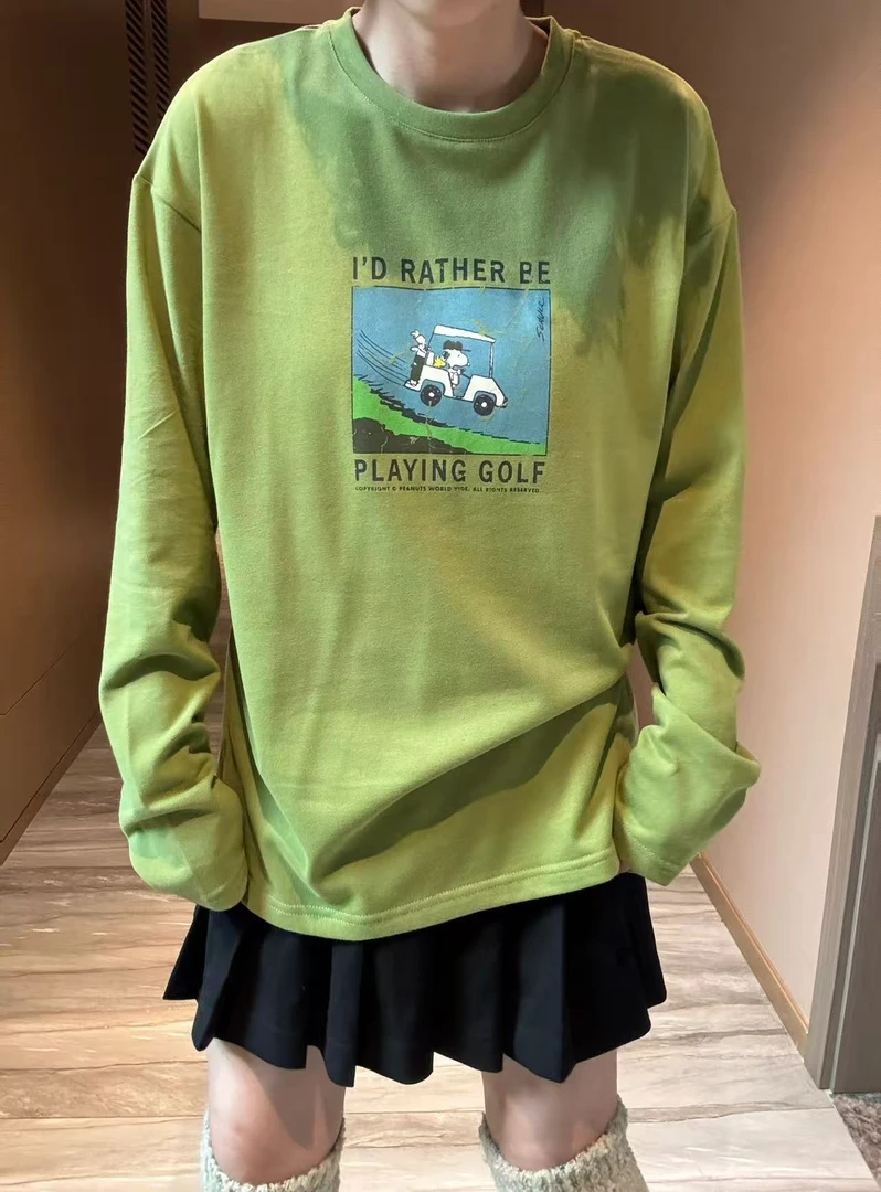 韩版秋季新款卡通小车无感印花上衣T恤女