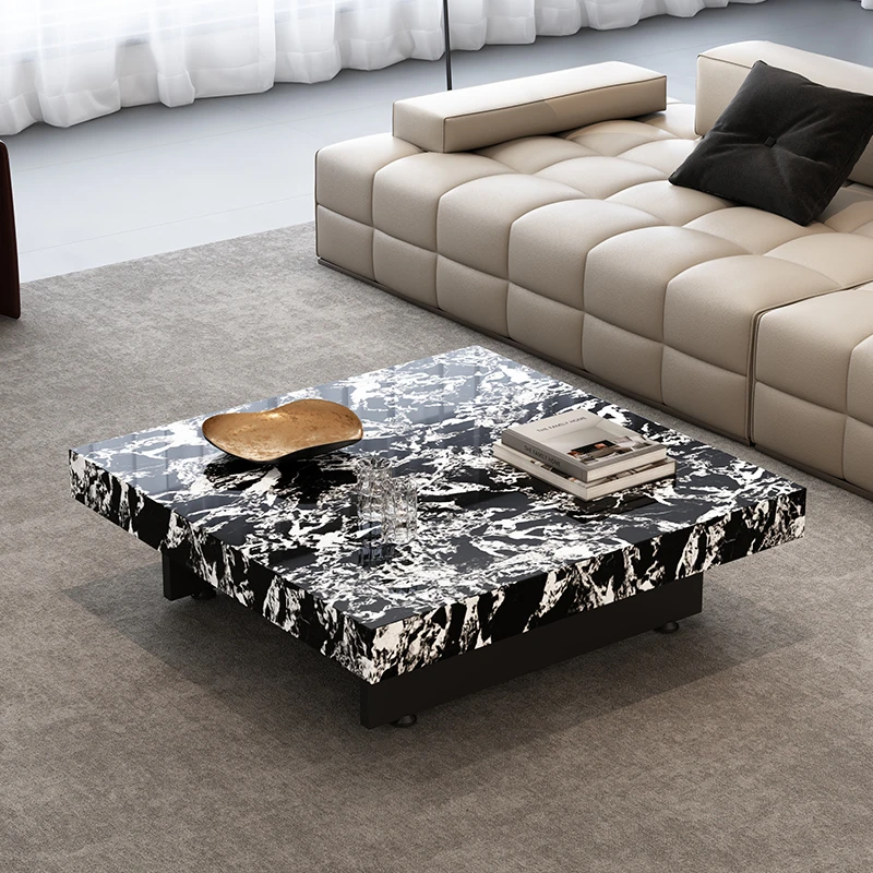 岩板茶几意式简约创意轻奢高端大气新款极简小户型家用客厅桌子