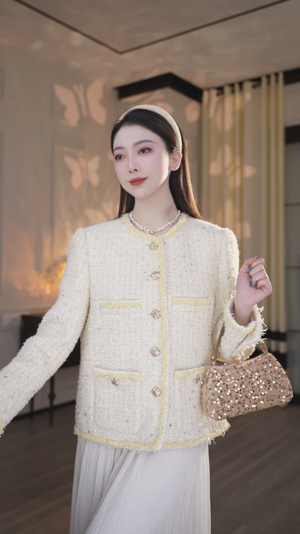 【暖阳】杭州超哥2025年新款轻奢时尚百搭法式小香风外套CO83655